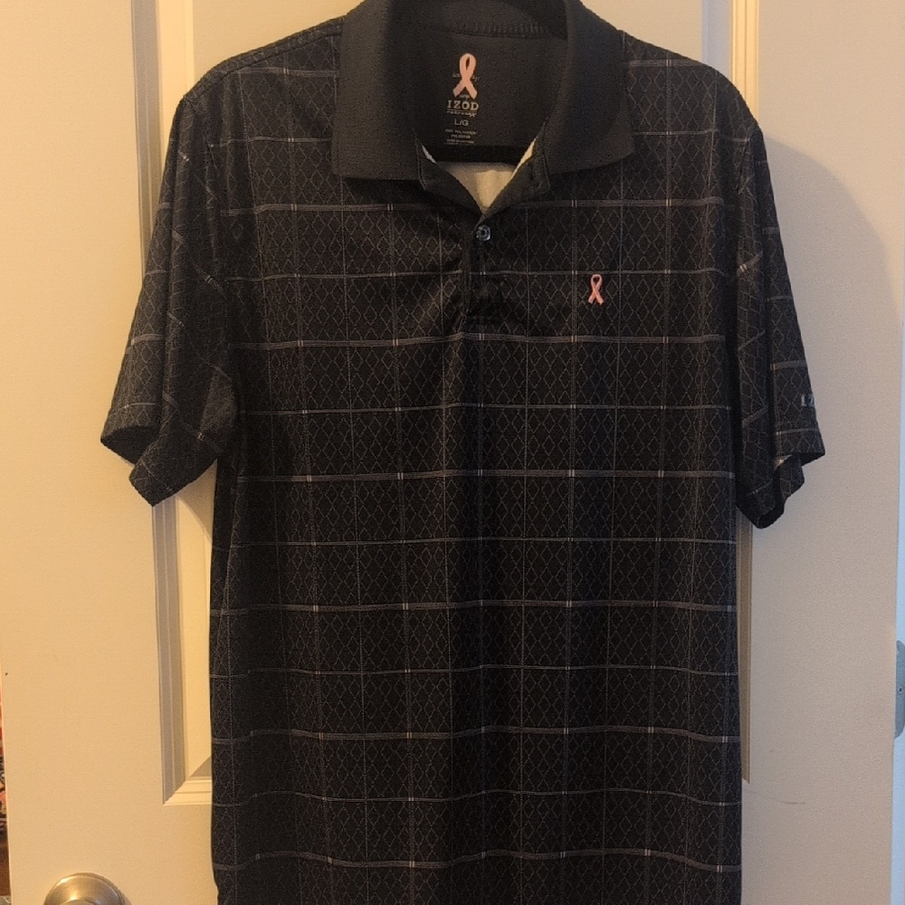 Izod Navy Polo Shirt with Subtle Pattern